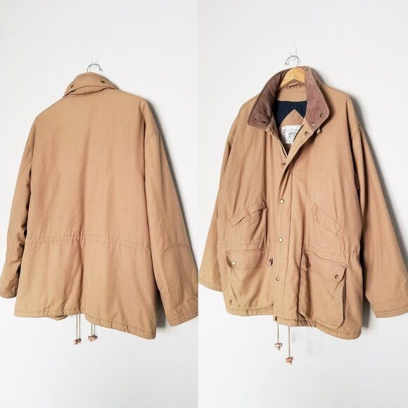 John Ashford Barn Jacket Chore Coat XL Leather Collar Utility Drawstrings Warm - Picture 4 of 16